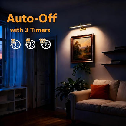 Picture Lights for Wall, 5200mAh Rechargeable Battery Operated Picture Light with Remote, 15.7" Dimmable 3 Colors Wireless Art Lighting for Paintings Picture Frame Gallery Dartboard, Brass