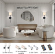 Battery Operated Wall Sconce Set of 2, Black Rechargeable Wall Lights with Remote Control and Dimmable LED Bulbs, 13 Light Colors Wireless Wall Lamps for Bedroom Living Room Hallway (Black)