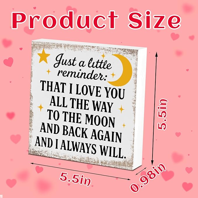 Valentines Desk Decor, Valentine's Day Home Office Table Sign for Wife Daughter from Dad Husband, Valentine Gifts Decorations for Porch Tiered Tray Shelf Party, Little Reminder That I Love You