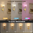 DORESshop Battery Operated Wall Sconce Set of 2, Wireless Wall Light, 15 Color Rechargeable Wall Sconces, Sconce Wall Decor Set of 2 for Bedroom, Living Room, Gold and Crystal, 24.6in
