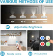 LED Puck Lights with Remote Control, Wireless Under Cabinet Lighting,Color Changing Lights with Dimmer and Timer, AAA Battery Operated Powered Push Night Lights (6 Pack White)