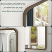 OKPAL 55x30 Bronze Bathroom Vanity Mirror for Wall, Large Bronze Brushed Metal Framed Mirror, Rounded Rectangle Bathroom Mirror, Shatterproof, Anti-Rust (Horizontal/Vertical)