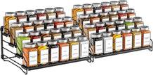 4 Tier Spice Rack Organzier, Spice Rack for Cabinet, Adjustable Depth Seasoning Shelf for Countertop, Pantry, Seasoning Organizer, Metal, Black (2 Pack)