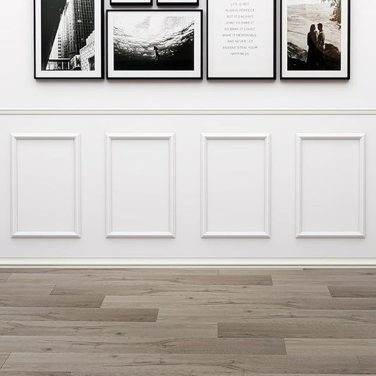 Peel and Stick Wall Molding, 4 Set 16" x 24" Premade Wainscoting Panels, Ready-to-Assemble Wall Accent Kit, Paintable Molding Trim Decor for Living Room Bedroom Hallway Picture Frames