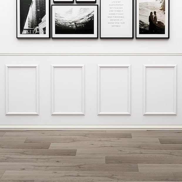 Peel and Stick Wall Molding, 4 Set 16" x 24" Premade Wainscoting Panels, Ready-to-Assemble Wall Accent Kit, Paintable Molding Trim Decor for Living Room Bedroom Hallway Picture Frames