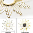 Uaussi 3 Pack Crystal Sunburst Wall Mirror Décor Rhinestone Mirrors Decorative Home Wall Art for Living Room Bedroom Entryway(Curle Burst Gold)
