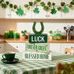 St. Patrick’s Day Decorations - St Patrick Day Lucky Horseshoe Tiered Tray Decor Set - Wooden Tabletop Decoration - Rustic Farmhouse Holiday Home Decor for Indoor Shelf Mantel Coffee Table Gift