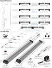 EBD LED Shelf Lights for Bookshelf 4-Way 48” Splitter Parallel Under Cabinet Lighting Built-in Adjustable Cable Kitchen Counter Lights Bar 8 Panels Bookcase Lights Energy 3600Lm 3000K Closet Light