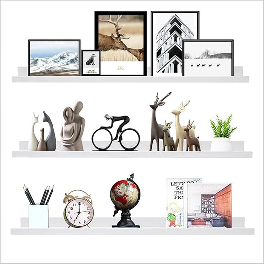 AZSKY 36 Inch Picture Ledge Shelf Floating Shelves Wall Mounted Set of 3 White