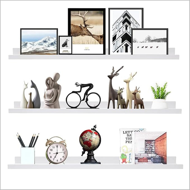 AZSKY 36 Inch Picture Ledge Shelf Floating Shelves Wall Mounted Set of 3 White