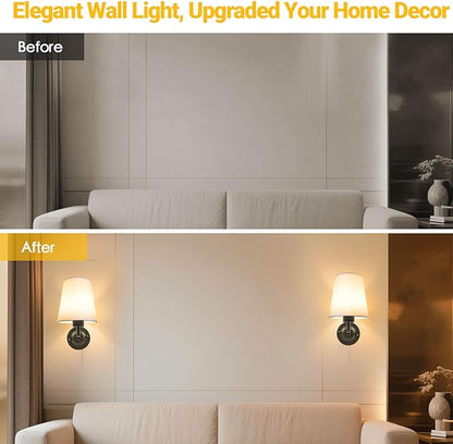 Battery Operated Wall Sconce Set of Two, Black Cordless Rechargeable Wall Lights with Remote and Timer, 12 RGB Colors Dimmable Wall Lamps for Bedroom Living Room Hallway