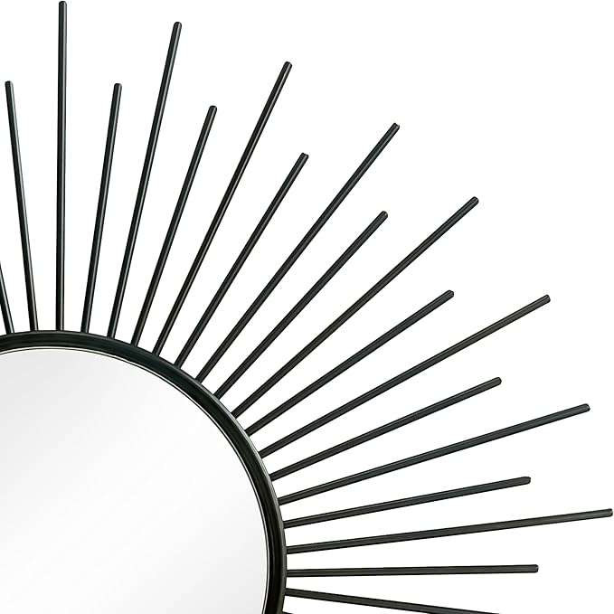 3 Pack Metal Mirrors for Wall Sunburst Wall Mirrors Home Décor Decorative Hanging Wall Art for Living Room Bedroom Entryway (Black2, Sunburst)
