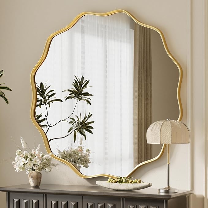 VooBang Gold Scalloped Circle Mirror, 36