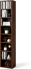 8-Cube Storage Organizer Bookcase, White, Tall Narrow Bookshelf for Home Office (Retro Brown)