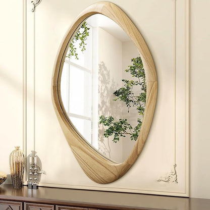 AAZZKANG Large Wall Mirror with Irregular Wood Framed 28"x20" Decorative Asymmetrical Hanging Mirrors for Bathroom Bedroom Living Room Entryway