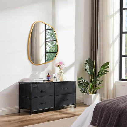 Irregular Wall Mirror, Asymmetrical Bathroom Mirror Decorative 18"x26" Gold Asymmetrical Mirrors Aviation Aluminum Alloy Frame for Bathroom, Living Room, Bedroom, Entryway