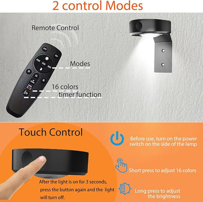 3Pcs Picture Lights for Wall, 16 Lighting Modes Magnetic Art Display Light for Paintings with Remote Control Dimmable & Timer, Wireless Wall Decor Puck Light, Black
