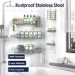 Shower Caddy Adhesive Shower Organizer 8-Pack, Rustproof Stainless Steel Bathroom Shelves, Large Capacity No-Drill Rack Storage Accessories with Soap Dish Toothbrush Holder Hooks