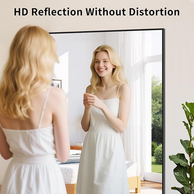 Koonmi Black Framed Bathroom Mirror - Shatterproof 24