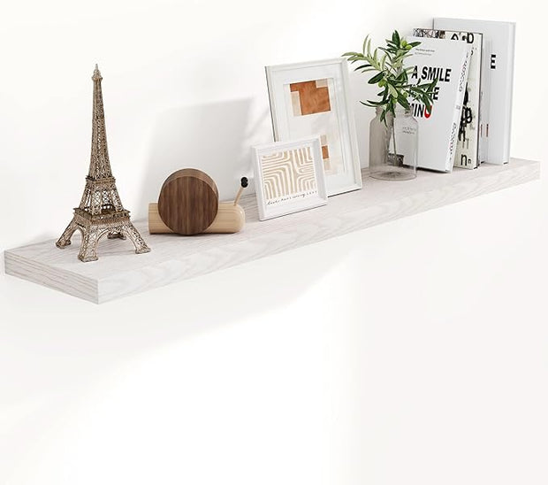 Fun Memories 55 Inch Long Floating Shelves for Wall, 55x9.3 Large Floating Shelf for Bedroom, Kitchen, Bathroom, Wall Mounted Rustic Wood Shelves with Invisible Bracket for Books, Decor, Brich