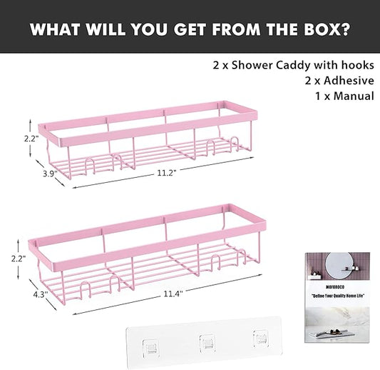 Moforoco Shower Caddy Shelf Organizer Rack, Self Adhesive Black Bathroom Shelves Basket, Home Farmhouse Wall Inside Organization and Storage Decor Rv Accessories, First Camper Apartment Essentials