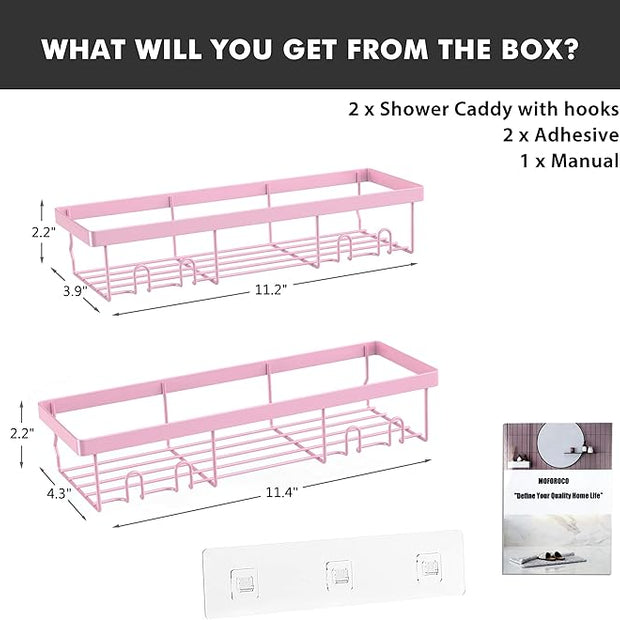 Moforoco Shower Caddy Shelf Organizer Rack, Self Adhesive Black Bathroom Shelves Basket, Home Farmhouse Wall Inside Organization and Storage Decor Rv Accessories, First Camper Apartment Essentials
