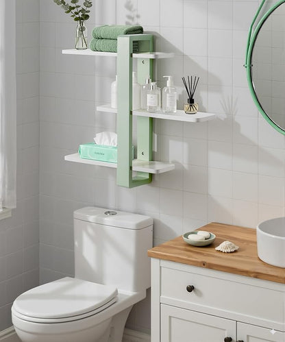SUMGAR Green Floating Shelves for Wall Mounted Shelving Unit All Pine Wood 3 Tier Large Shelf for Bedroom Living Room Office Bathroom Home Decoration Storage Plant Photo Display Modern 20in Mint Green