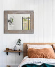 Wall Mirror Rustic Wooden Frame Rectangle Mirror Vintage Hanging Mirror for Bedroom Bathroom Living Room Farmhouse Wall Decor Large 26