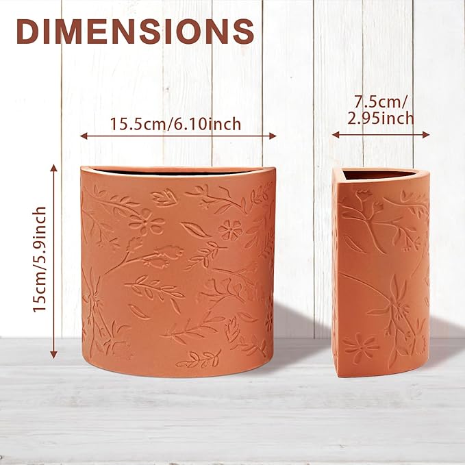 Decorative Bookends, Flower Pot Book Ends for Shelves, Terracotta Kitchen Bookends Novelty Plant Pot Holder, Office Book Shelf Accessories with Funny Indoor Plants Pot
