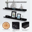 Black Floating Shelves 36 Inch Modern Picture Frame Shelf for Wall Picture Ledge Shelves with Lip Wooden Book Shelves Set of 2 Bathroom Shelf Organizer for Living Room Bedroom Kitchen Wall Decor