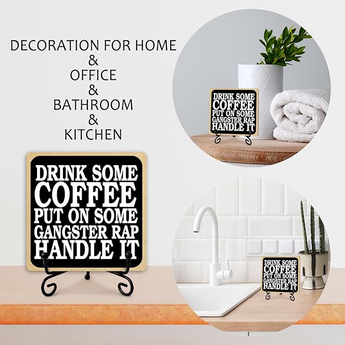 Coffee & Inspiration Retro Wood Sign, 4