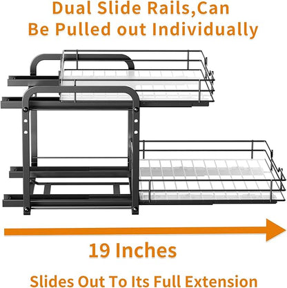 RCHYFEED Spice Organization for Cabinet,2 Tier Pull out Spice Rack Organizer for Inside Cabinets & Pantry, Slide out Heavy Duty Spice Shelf Rack for Kitchen Seasoning (11.5" Wx10.5 Dx9.5 H)