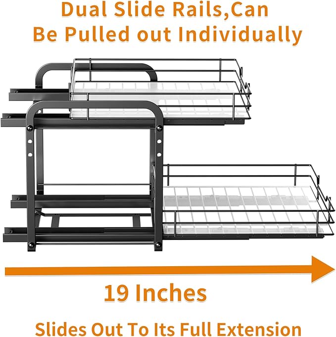 RCHYFEED Spice Organization for Cabinet,2 Tier Pull out Spice Rack Organizer for Inside Cabinets & Pantry, Slide out Heavy Duty Spice Shelf Rack for Kitchen Seasoning (11.5