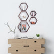 PHOENANCEE Hexagon Floating Shelves,Wall Mounted Wood Farmhouse Storage Honeycomb Wall Shelf Set of 5,for Bathroom, Kitchen, Bedroom, Living Room,Office,Driftwood Finish (Walnut)