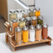 Acacia Wood Tiered Spice Rack Shelf Organizer for Cabinet, Small Cupcake Stand, Spice Racks Risers for Inside Cabinets, Wooden Pantry Spice Jar Rack, Seasoning Perfume Cologne Fragrance 3 Tier Display