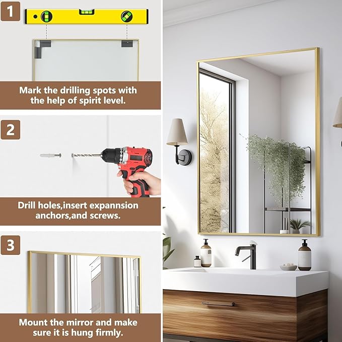 Gold Bathroom Mirror, 24