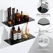 SAYAYO Glass Floating Shelves for Wall, Tempered Glass Shelves for Bathroom, Living Room, Bedroom, Office, Toilet, Kitchen Decor, 12Inch Set of 3, Black