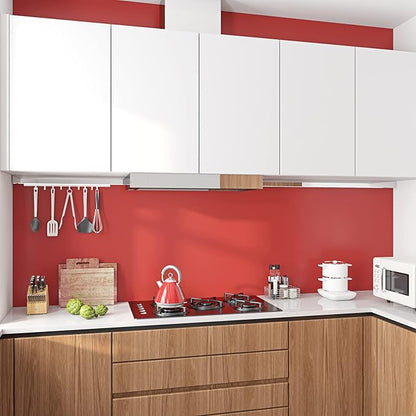 Livelynine 24 Inch Red Contact Paper for Cabinets Countertops Shelves Matte Red Wallpaper Peel and Stick Waterproof Kitchen Cabinet Covers Removable Wall Paper Red Vinyl Wrap for Cabinets 197"L Large