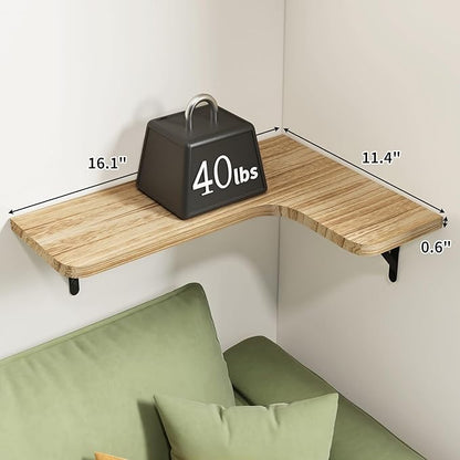 Fixwal Floating Shelves for Wall, Rustic Wood Wall Mounted Corner Shelf for Bathroom, Kitchen, Bedroom, Home Decor, Laundry Room, Living Room, Set of 5 (Carbonized Black)