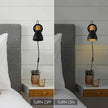 Modern Plug-in Wall Sconces - Adjustable Reading Light with Real Wood Accent, Matte Black Wall Lamp for Bedroom, Living Room, Apartment, Home Office