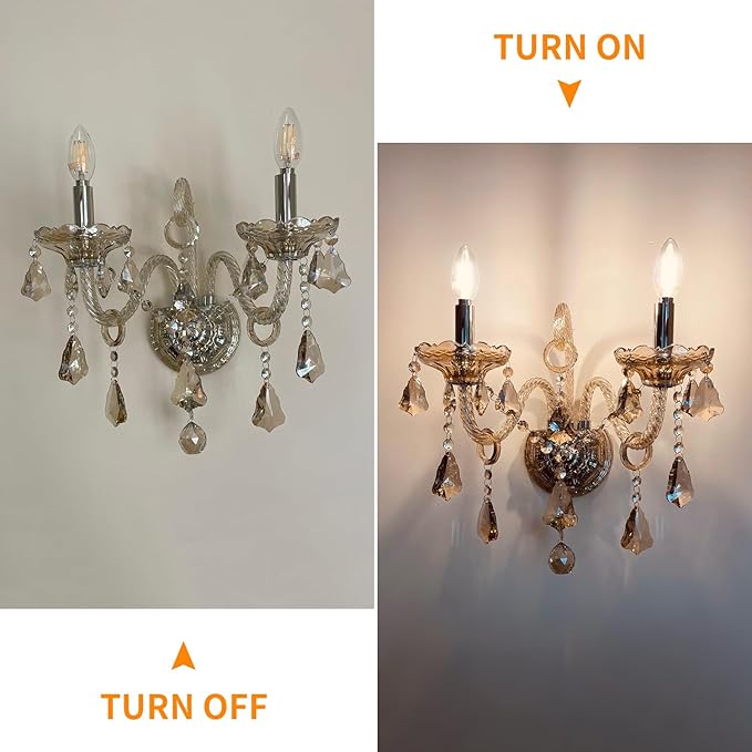 Crystal Wall Sconce Candle Sconces Elegant Classic Wall Light Decor Set of 2 Perfect Hang on The Wall for Living Room Bathroom Entryway Hallway Hotel Galleries Exhibition Room