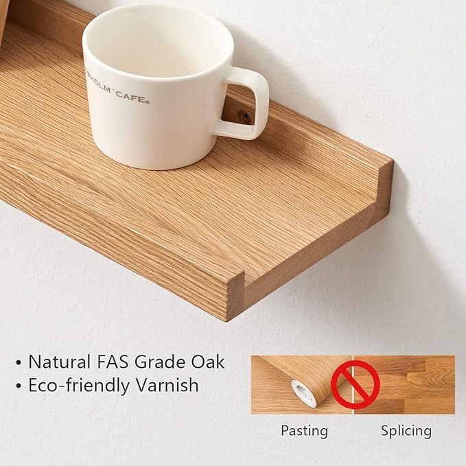 Floating Shelf for Wall Natural Oak Wood Wall Shelves 36 inches, Display Picture Ledge Shelf for Bedroom Living Room Bathroom Office Kitchen Storage Shelves