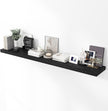 72 inch Floating Shelves for Wall, 12 Inch Deep Floating Shelf, Hanging Shelf with Invisible Brackets, Rustic Wooden Wall Shelves for Bathroom, Bedroom, Living Room,Farmhouse Set of 1,Black