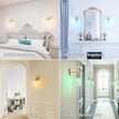 Set of 2 Crystal Battery Operated Wall Sconce, Rechargeable Battery Powered Wall Lamp with Remote Control, Modern Dimmable Wireless Wall Lights for Bedroom Bathroom(Transparent, Gold Base)
