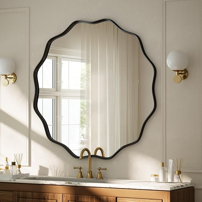 VooBang Black Scalloped Circle Mirror, 30