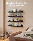 Shario Nursery Book Shelves, 4-Pack Wood Floating Shelves for Wall Kids, Scalloped Shelves, Wall Book Shelves for Bedroom Kids, Toddler Room, Baby Room, Nursery Decor (Black, 23 Inches)