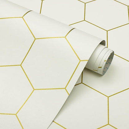 Geometric Peel and Stick Wallpaper Hexagon Modern wallpaper17.3”×197” self-Adhesive Wallpaper Contact Paper Decorative Shelf Drawer Liner Roll Waterproof