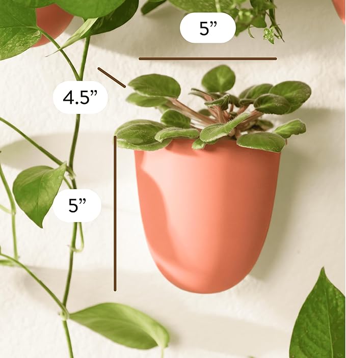 Make Good PlantPod Luxe Self-Watering Wall Planters (Set of 3, Terracotta) - Easy to Water and Install - Lightweight - Design Your Own Vertical Garden - Wall Planters for Indoor Plants