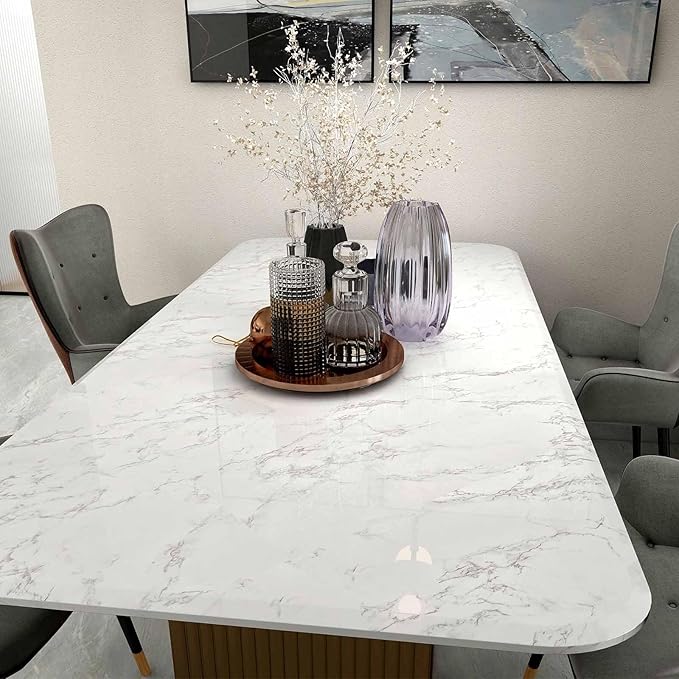 practicalWs Marble Wallpaper Granite White and Gray Wall Paper Roll 35.4