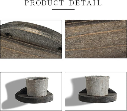 Freezing point Small Floating Shelves for Wall Set of 2 Semicircle Wood 4Inch Mini Wall Shelf Decor Plant Display Collectibles Mounted Kitchen Bathroom Bedroom Corner Decorative Storage Tiny Stand